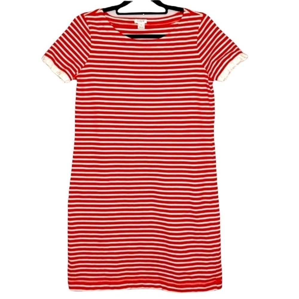 J. Crew Poplin Trim Striped T-Shirt Dress